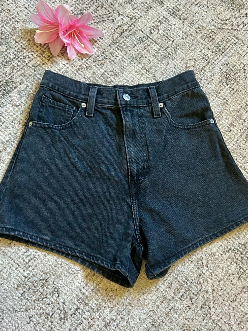 Levi's High-Waist Black Denim Shorts